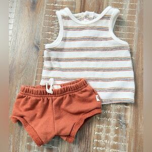 (3/$15) Easy Peasy Rust Striped Terry Outfit 100% Organic Cotton 3-6m